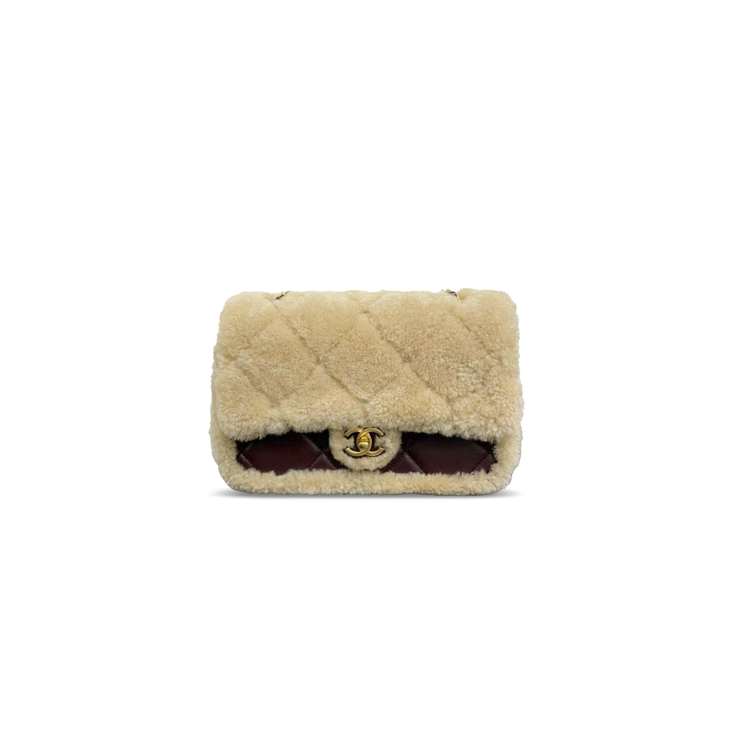 CHANEL MASTER SMALL FLAP BAG DARK BROWN AND SHEARLING AS5149 (23.5*14.5*6.5cm)